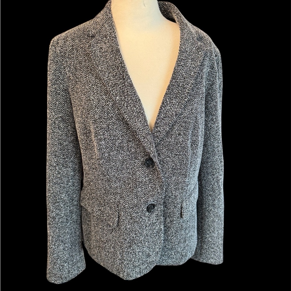 Talbots black/gray/white tweed blazer, size XL EUC